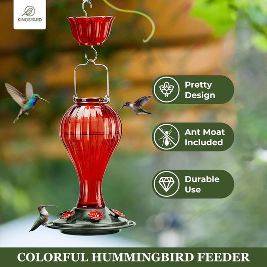 Bircana Glass Hummingbird Feeder 24 Ounces