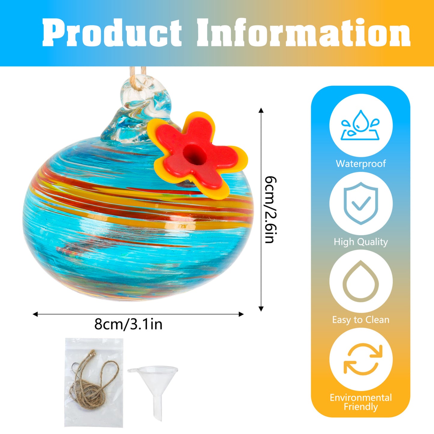 🐦Bircana Handcrafted Glass Hummingbird Feeder with Flower Decoration