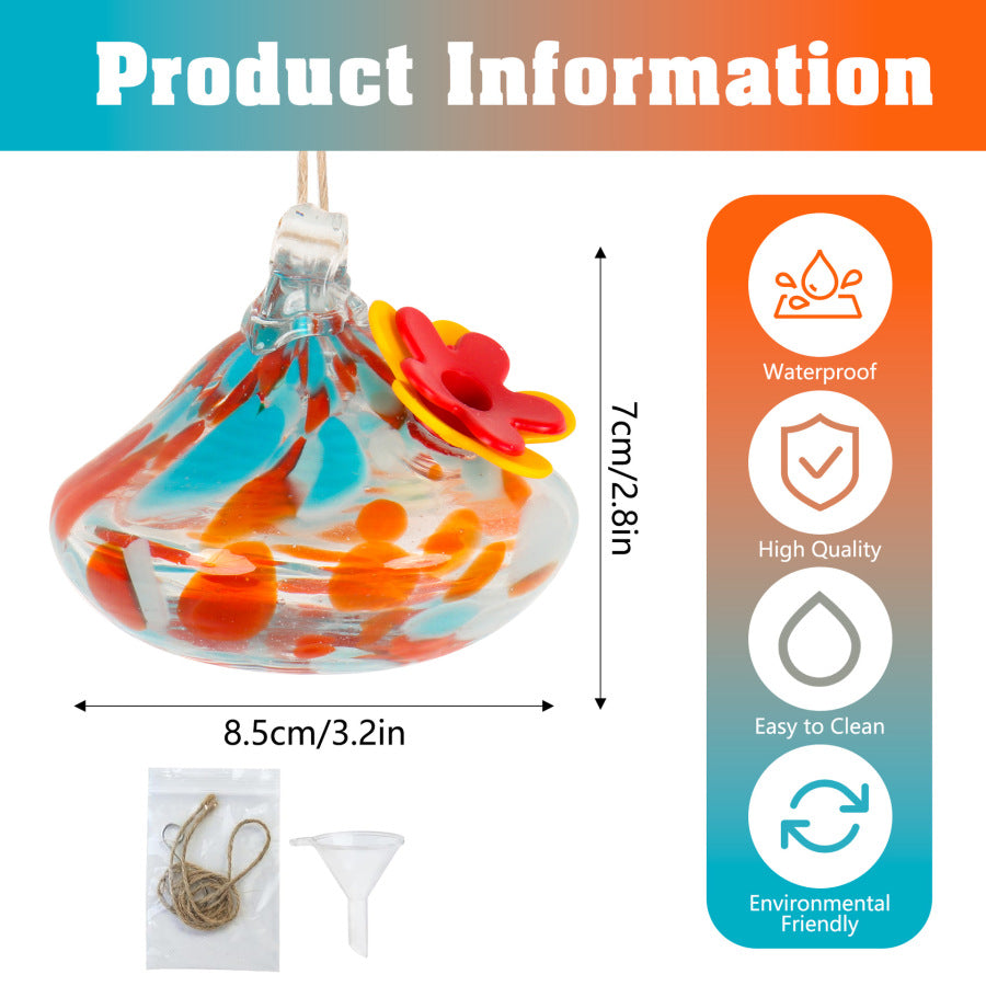 🐦Bircana Handcrafted Glass Hummingbird Feeder with Flower Decoration