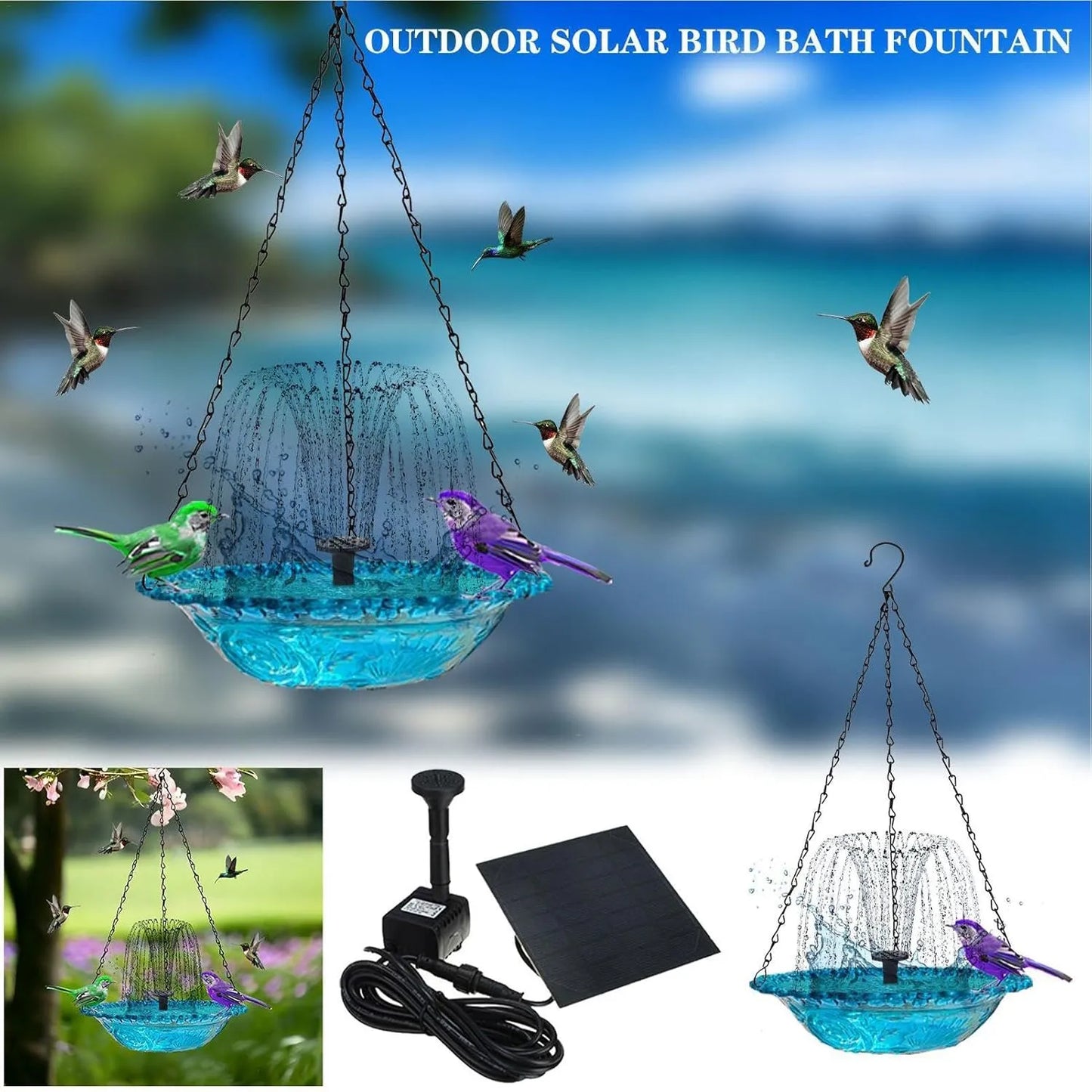 Bircana Floating Fountain Hanging Bird Feeder