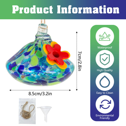 🐦Bircana Handcrafted Glass Hummingbird Feeder with Flower Decoration