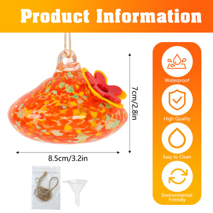 🐦Bircana Handcrafted Glass Hummingbird Feeder with Flower Decoration