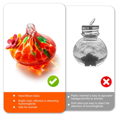 🐦Bircana Handcrafted Glass Hummingbird Feeder with Flower Decoration